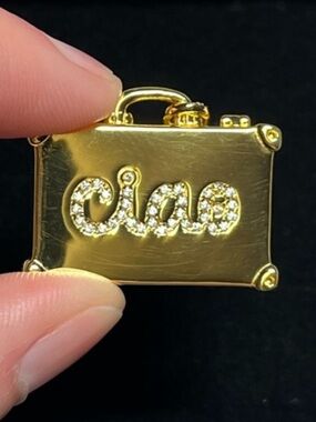 New Hillberg & Berk “ciao” luggage pendant 925 sterling and 14K gold plating
